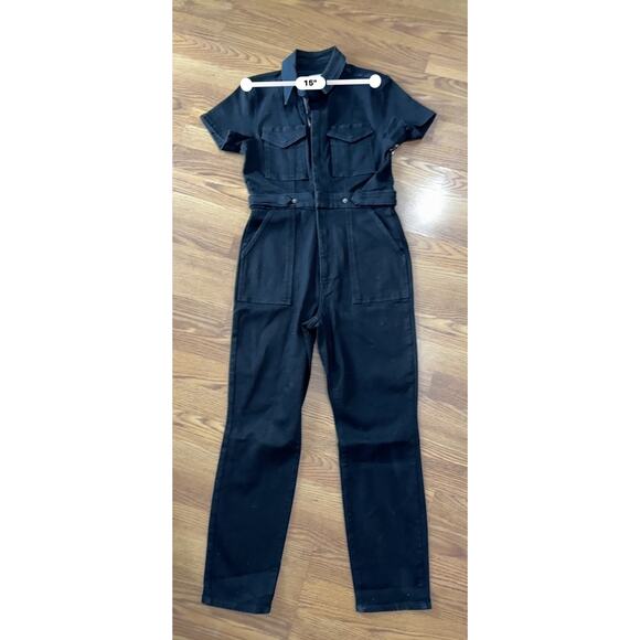 GOOD AMERICAN Women's Good Black Good Denim Jumpsuit size L - Picture 9 of 13